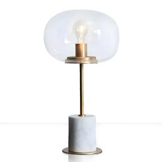 Minimalist White Clear Globe Glass Brass Table Lamp Zawala Image - 9