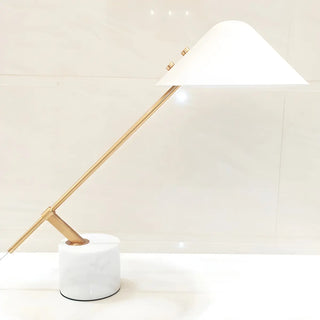Bedroom Chic White Cone Shade Marble Base Table Lamp Zawala Image - 5