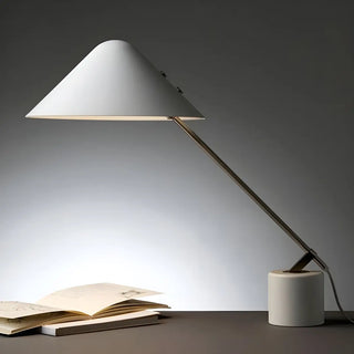 Bedroom Chic White Cone Shade Marble Base Table Lamp Zawala Image - 7