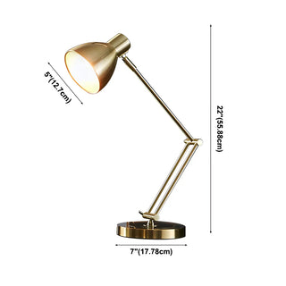 Stylish Golden Conical Metal Arm Bedroom Table Lamp Zawala #size