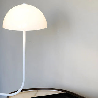 Stylish White Dome Glass Shade Arc Standard Table Lamp Zawala Image - 12