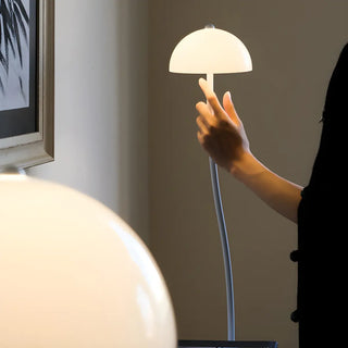 Stylish White Dome Glass Shade Arc Standard Table Lamp Zawala Image - 7