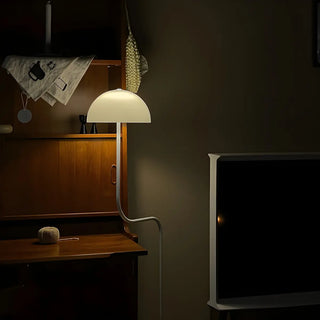 Stylish White Dome Glass Shade Arc Standard Table Lamp Zawala Image - 8