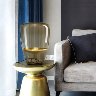 Simple Stylish Smoke Gray Bottle Shape Glass Table Lamp Zawala Image - 1