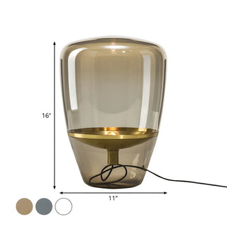 Simple Stylish Smoke Gray Bottle Shape Glass Table Lamp Zawala #size