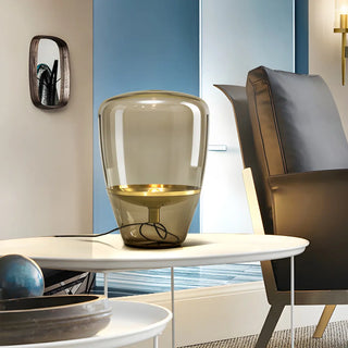 Simple Stylish Smoke Gray Bottle Shape Glass Table Lamp Zawala Image - 2