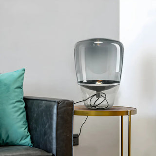 Simple Stylish Smoke Gray Bottle Shape Glass Table Lamp Zawala Image - 3
