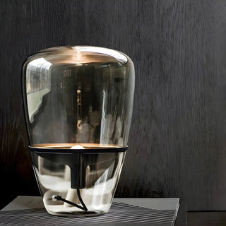 Simple Stylish Smoke Gray Bottle Shape Glass Table Lamp Zawala Image - 5