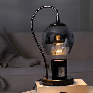 Stylish Modern Black Glass Globe Shade Metal Table Lamp Zawala Image - 6