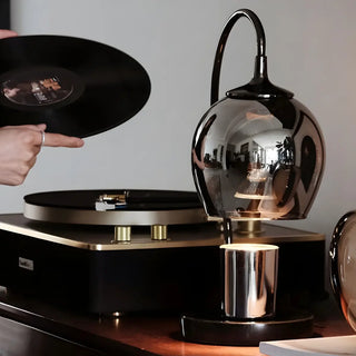 Stylish Modern Black Glass Globe Shade Metal Table Lamp Zawala Image - 7