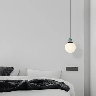 ZOWALA - Minimalist Bedroom White Glass Globe Pendant Light Image - 2