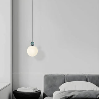 ZOWALA - Minimalist Bedroom White Glass Globe Pendant Light Image - 8
