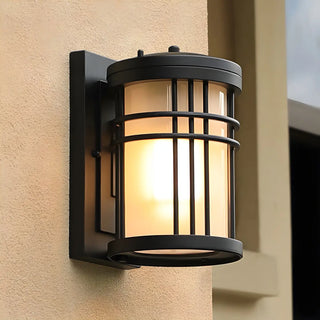 ZOWALA - Stylish Round Opalescent Glass Cage Wall Light Black Image - 2
