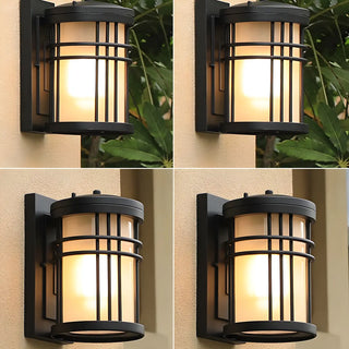 ZOWALA - Stylish Round Opalescent Glass Cage Wall Light Black Image - 3