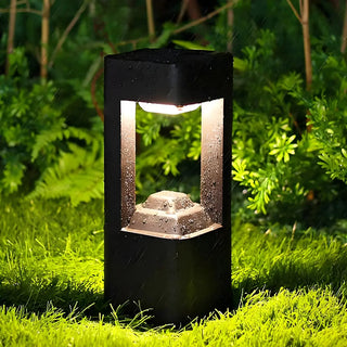 Stylish Black Hollow Geometric LED Outdoor Path Lamp Zawala Image - 4