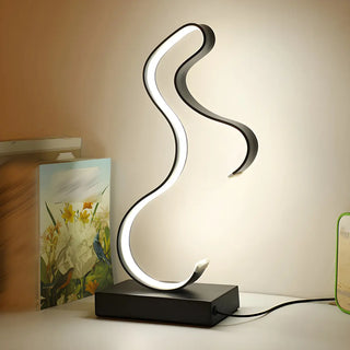 Stylish Golden Minimalist Spiral Strip LED Table Lamp Zawala Image - 1