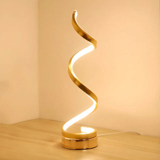 Stylish Golden Minimalist Spiral Strip LED Table Lamp Zawala Image - 11