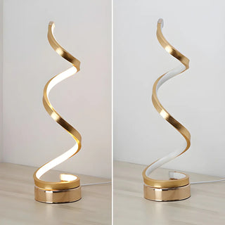 Stylish Golden Minimalist Spiral Strip LED Table Lamp Zawala Image - 16