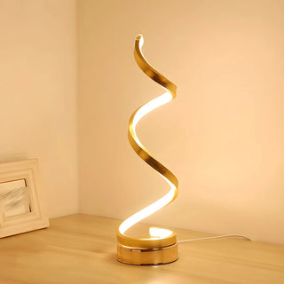Stylish Golden Minimalist Spiral Strip LED Table Lamp Zawala Image - 3