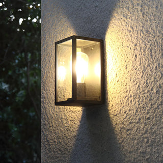 ZOWALA - Stylish Box Transparent Glass Black Metal Wall Light Image - 1