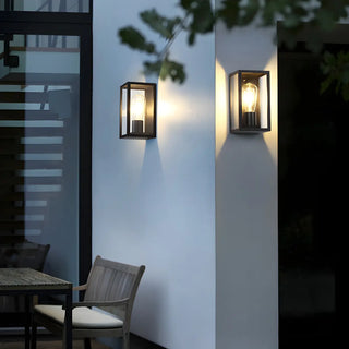 ZOWALA - Stylish Box Transparent Glass Black Metal Wall Light Image - 3