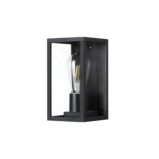 ZOWALA - Stylish Box Transparent Glass Black Metal Wall Light Image - 5