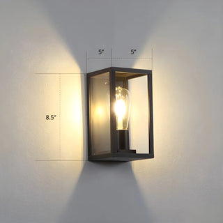 ZOWALA - Stylish Box Transparent Glass Black Metal Wall Light #size
