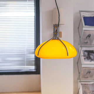ZOWALA - Modern Yellow Casual Metal White Glass Dome Pendant Light Image - 2