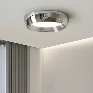Trendy Chrome Round LED Flush Mount Ceiling Light Zawala Image - 1