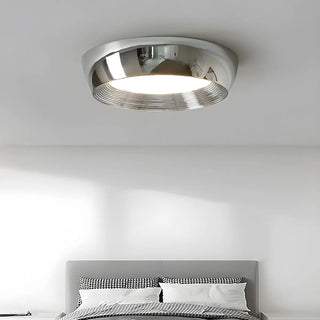 Trendy Chrome Round LED Flush Mount Ceiling Light Zawala Image - 2