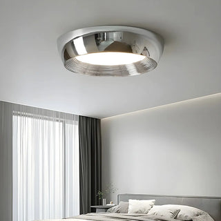 Trendy Chrome Round LED Flush Mount Ceiling Light Zawala Image - 3