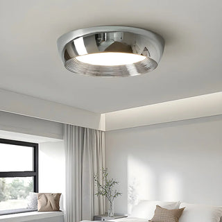 Trendy Chrome Round LED Flush Mount Ceiling Light Zawala Image - 4