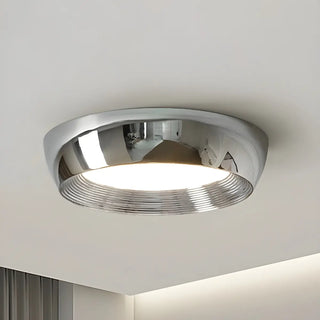 Trendy Chrome Round LED Flush Mount Ceiling Light Zawala Image - 5