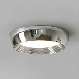 Trendy Chrome Round LED Flush Mount Ceiling Light Zawala Image - 7