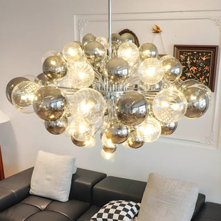ZOWALA - Clear Glass Living Room Silver Cluster Bubble Chandelier Image - 3