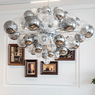 ZOWALA - Clear Glass Living Room Silver Cluster Bubble Chandelier Image - 5