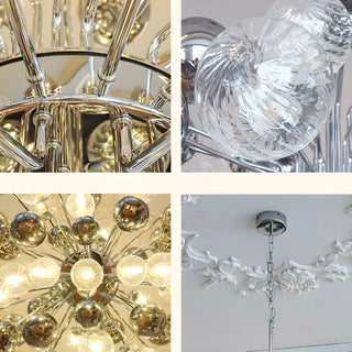 ZOWALA - Clear Glass Living Room Silver Cluster Bubble Chandelier Image - 6