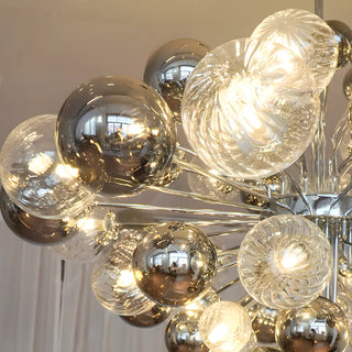 ZOWALA - Clear Glass Living Room Silver Cluster Bubble Chandelier Image - 7
