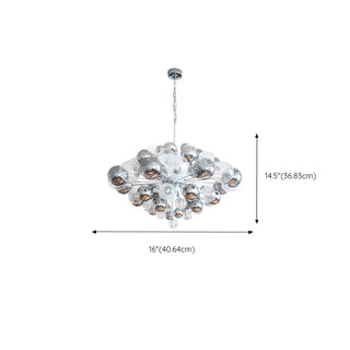 ZOWALA - Clear Glass Living Room Silver Cluster Bubble Chandelier #size