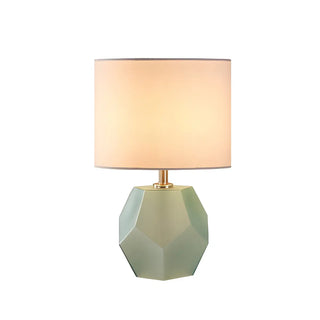 Stylish Geometric Base Barrel Fabric Shade Table Lamp Zawala Image - 13