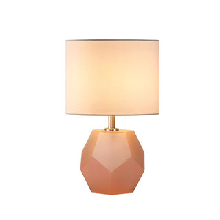 Stylish Geometric Base Barrel Fabric Shade Table Lamp Zawala Image - 14