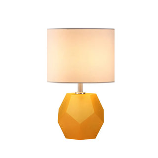 Stylish Geometric Base Barrel Fabric Shade Table Lamp Zawala Image - 16