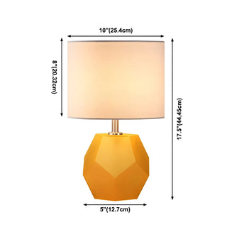 Stylish Geometric Base Barrel Fabric Shade Table Lamp Zawala #size
