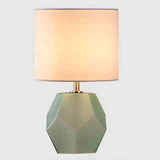 Stylish Geometric Base Barrel Fabric Shade Table Lamp Zawala Image - 6
