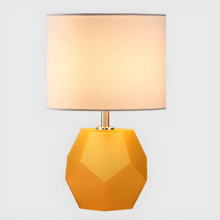 Stylish Geometric Base Barrel Fabric Shade Table Lamp Zawala Image - 7