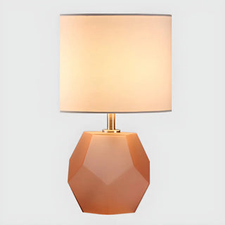 Stylish Geometric Base Barrel Fabric Shade Table Lamp Zawala Image - 8