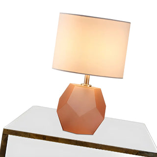Stylish Geometric Base Barrel Fabric Shade Table Lamp Zawala Image - 9
