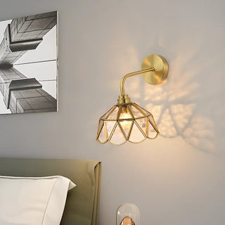 ZOWALA - Stylish Geometric Amber Glass Bedside Wall Sconce Image - 1