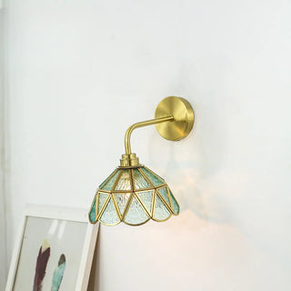 ZOWALA - Stylish Geometric Amber Glass Bedside Wall Sconce Image - 10