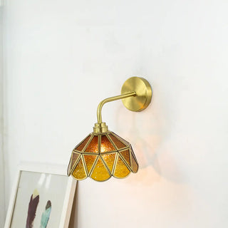 ZOWALA - Stylish Geometric Amber Glass Bedside Wall Sconce Image - 3